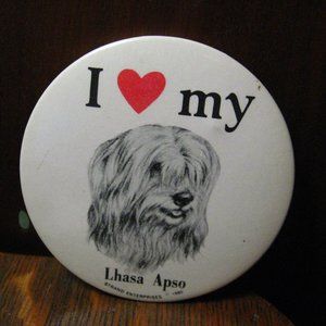 🐶 I Love My Lhasa Apso Vintage 1980 Lapel Pin